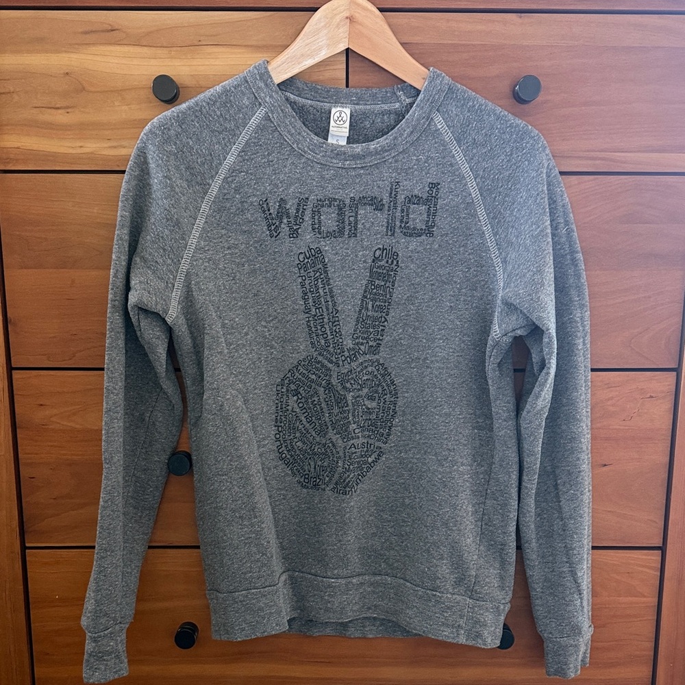 Alternative Dark Heather Gray "World Peace" Graphic Sweatshirt